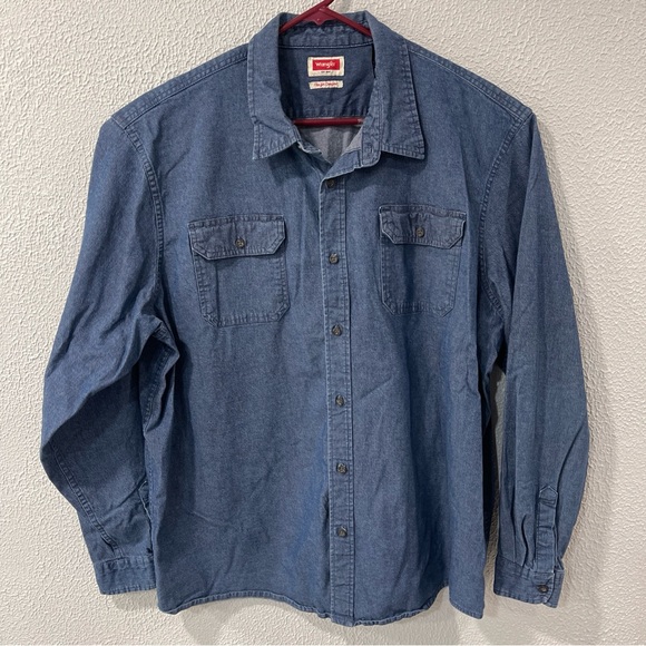 Wrangler Shirt Mens 3XT Heavyweight Denim Long Sleeve Button Down Shirt - Picture 1 of 7